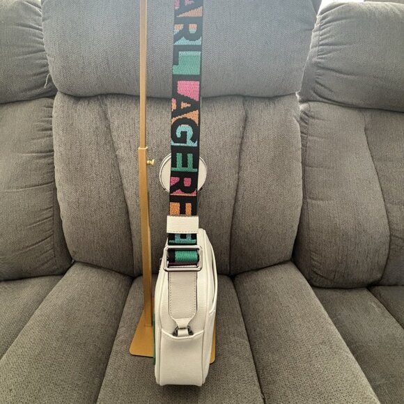 β¨ Karl Lagerfeld Paris White Crossbody Camera Bag Logo Strap NWT β¨ - Picture 8 of 12